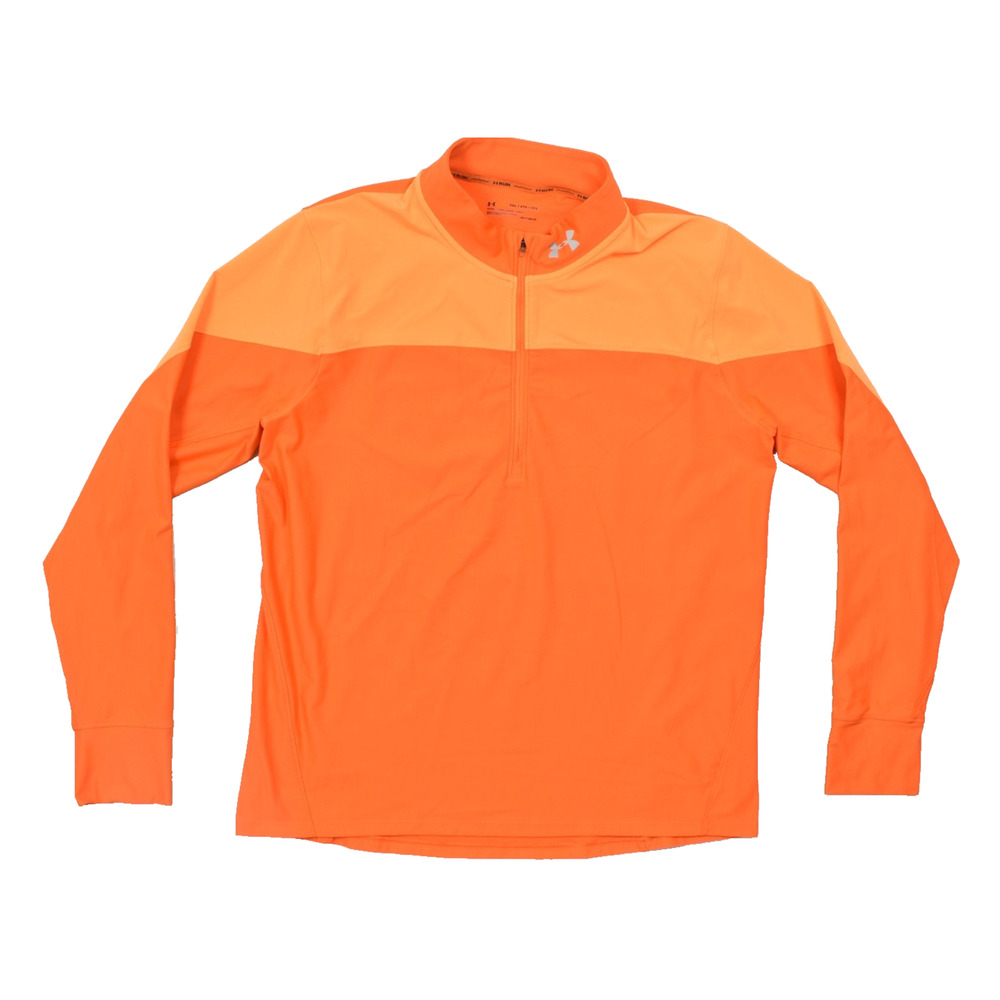 Under Armour UA Run HeatGear 1/4 Zip Orange Pullover Shirt Men's 2XL Fitted